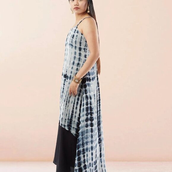 Black and White Chiffon Indo-Western Dress | Muvvas Boutique - Picture 5 of 5